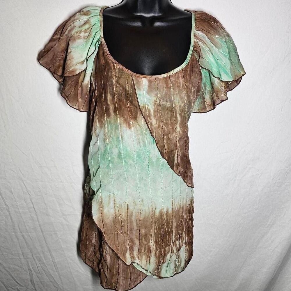 vintage y2k 2000s chiffon fairy whimsigoth ruffle top